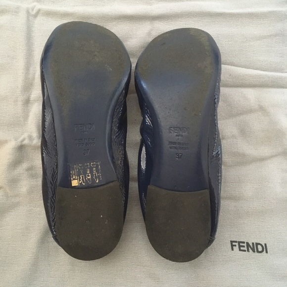FENDI Patent Flats in Indigo Blue - Size 6.5
